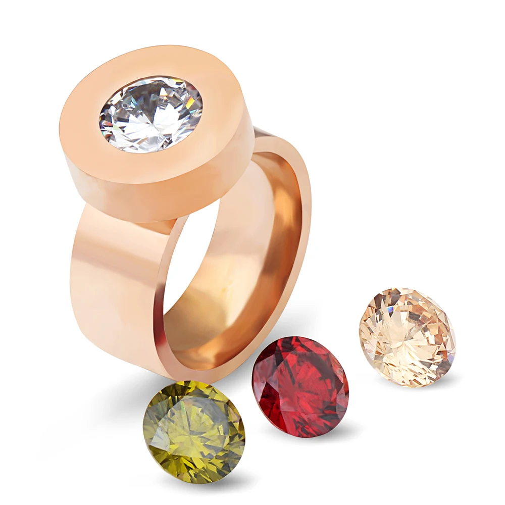 Золотое модное Брендовое Кристальное кольцо DIY, четыре цвета, циркон, сменные титановые стальные кольца для женщин