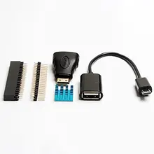 5 in 1 ahududu Pi sıfır W kiti Break-away Mini HDMI HDMI adaptörü + mikro USB USB dişi kablosu + erkek GPIO Header