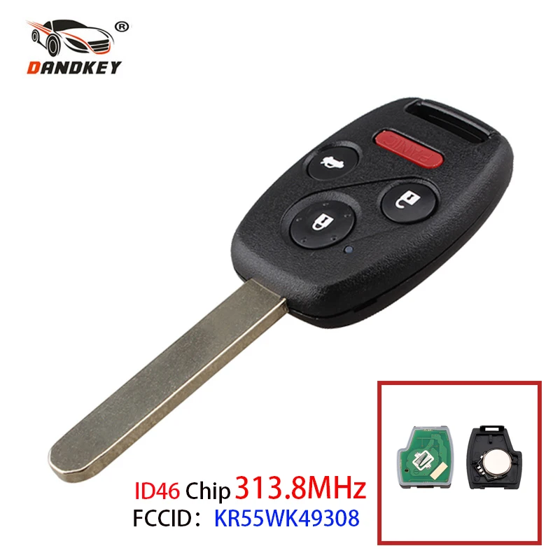 Dandkey 3+1 4 Buttons Smart Remote Car Key For Honda Pilot Accord 2009 2010 2011 2012 Fob 313.8Mhz With ID64 Chip | Автомобили и