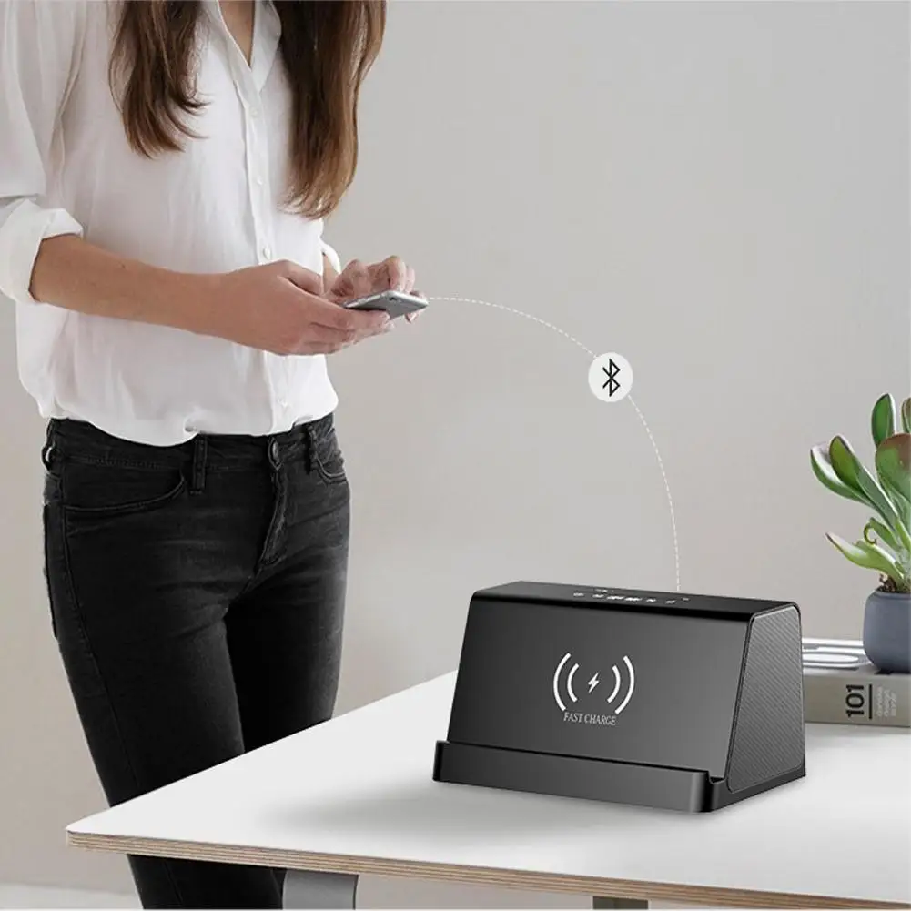 

Wireless Charger with Bluetooth Speaker 5W Portable Fast Wireless Charger Stand Pad & Speaker for iPhone X/8 Samsung Galaxy r20