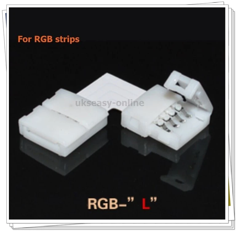 

10PCS "L" Shape RGB 4PIN 10mm width Quick Splitter Right Angle Corner Connector for LED Strip Light No soldering