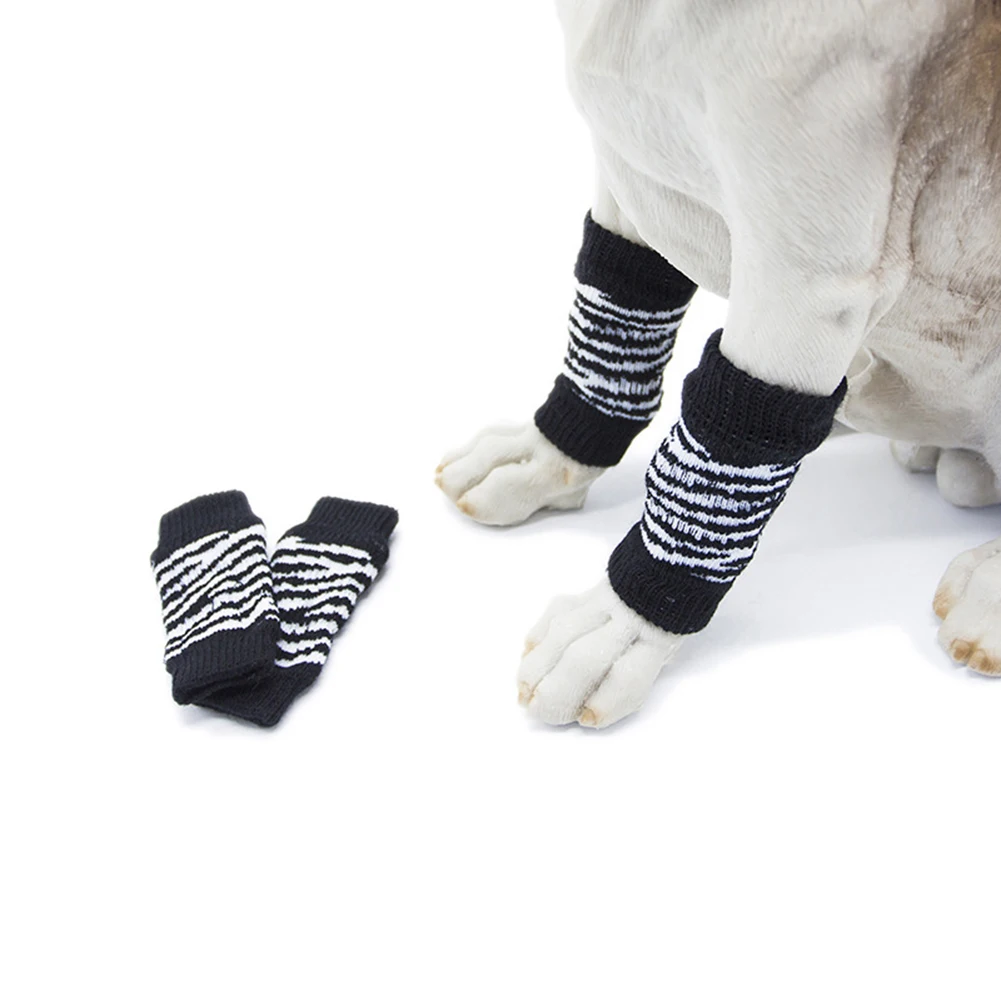 4 шт./компл., зимние носки для собак, гетры с леопардовым рисунком, Нескользящие гетры