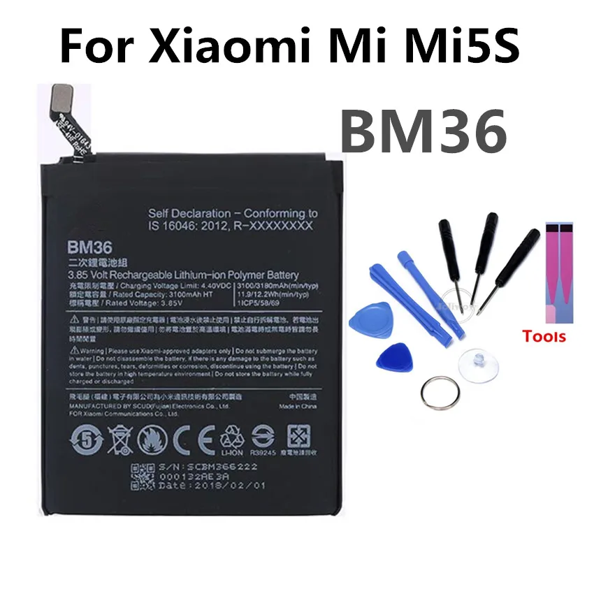 

BM36 Mobile Phone Battery For Xiaomi Mi Mi5S 5S Real Capacity 3090mAh Replacement Li-ion Battery