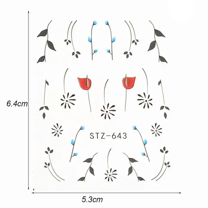 40 шт ногтей DIY переводная наклейка для воды Цветочные наклейки маникюр декор советы MSI-19