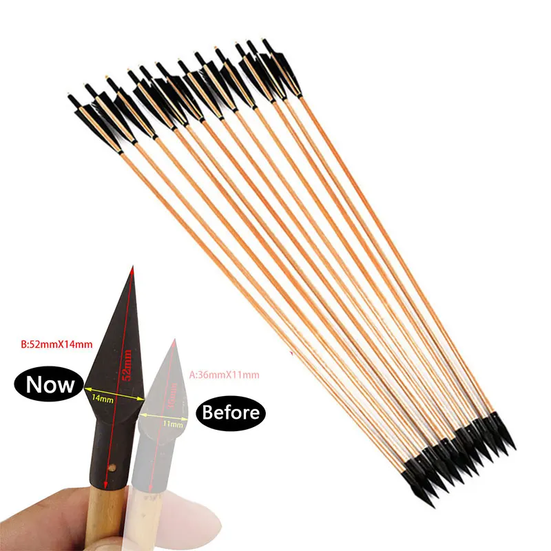 

3/6/12pcs Archery Crossbow 33 Inches Handmade Wooden Arrows England Turkey Feathers 85cm Recurve bow Hunting Shooting