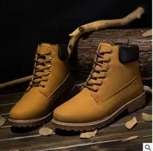 4 Colors Men Platform Ankle Boots Round Toe Lace-Up Winter Shoes Men Genuine Leather Boots Men Boots big Size 39-46