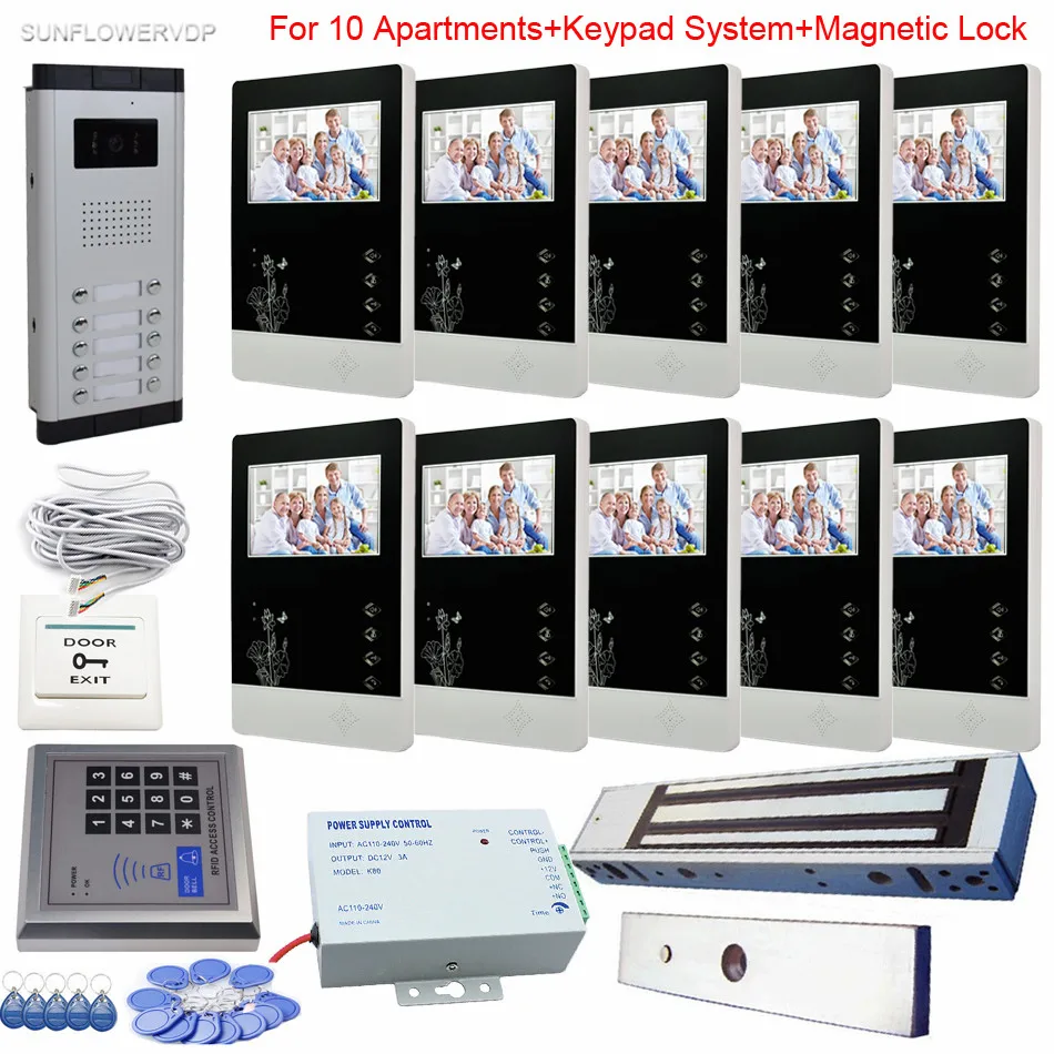Rfid Keypad 10 Units Video Doorbell Color 4 3 Screens Ccd Video