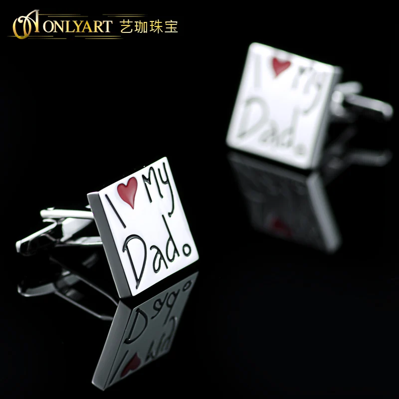 OnlyArt silver I Love My запонки для папы аксессуар для мужчин для рубашки квадратная манжета Ссылка для подарка на день рождения