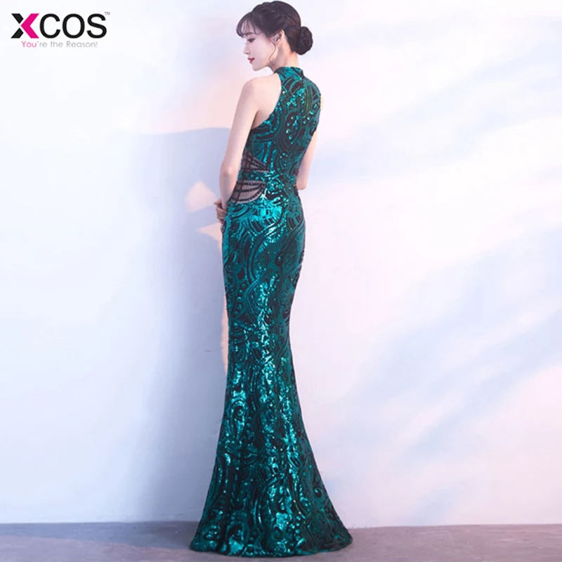 Новое Элегантное Длинное Черное вечернее платье с блестками 2018 vestido de festa