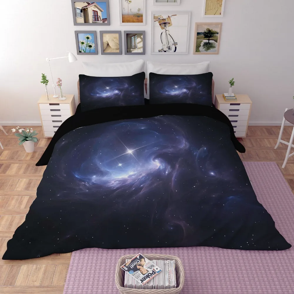 Fantasy Nebula 3d Print Bedding Set Modern Galaxy Sanding Duvet