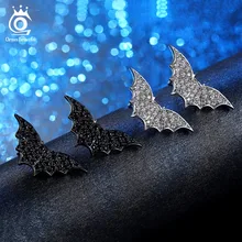 ORSA JEWELS, серьги-гвоздики для женщин, летучая мышь, рисунок, черный, прозрачный, ослепительный, AAA CZ, дизайн, тема, вечерние ювелирные изделия OE200