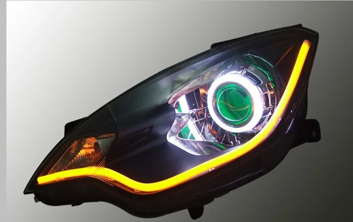 Ча-MG MG3 светящиеся кольца налобный фонарь, с двойным цветом светодиодный дневной свет, бралет 'Злой Глаз', BI-XENON проектор