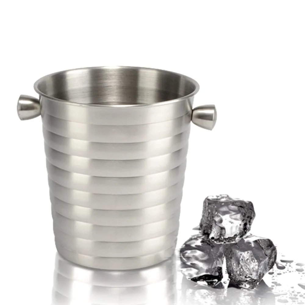 Stainless Steel Ice Bucket Ice Pellets Barrel Holder Shelf Stemware Rack Stones for Whisky