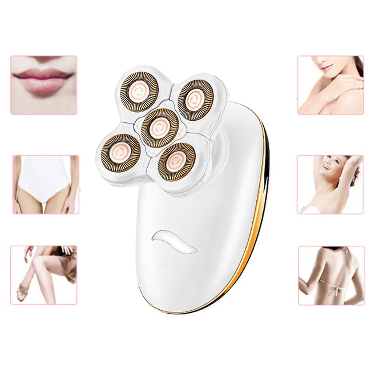 

5 in 1 Rechargeable Electric Shaver 5 Floating Heads Nose Ear Hair Trimmer Remover Multipurpose Shaver Wet&dry Use Waterproof