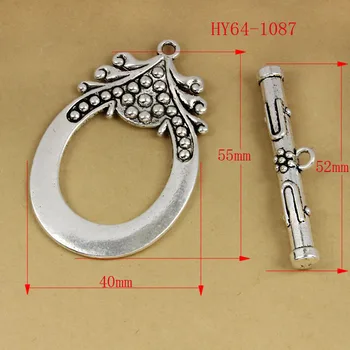 

free shipping 2set 64-1087 Zinc Alloy Antique silver Plated 40mm large Clasps Toggle Clasp Dangle Pendant Fit Jewelry DIY