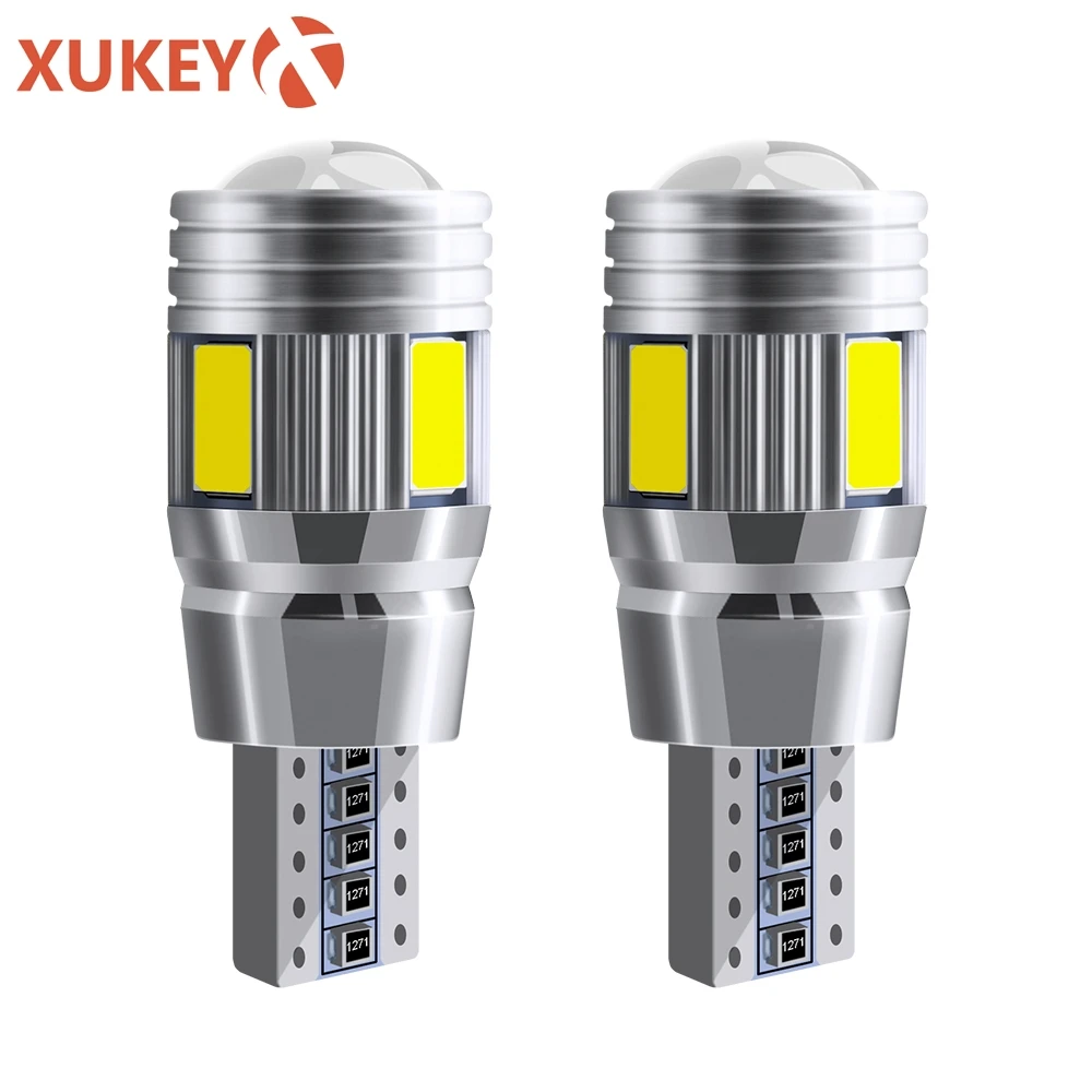 

Xukey 2pcs T10 W5W 194 168 Car Led Side Light CANBUS No Error Interior Reading Clearance Lamp 6000K Super White 12V 6SMD