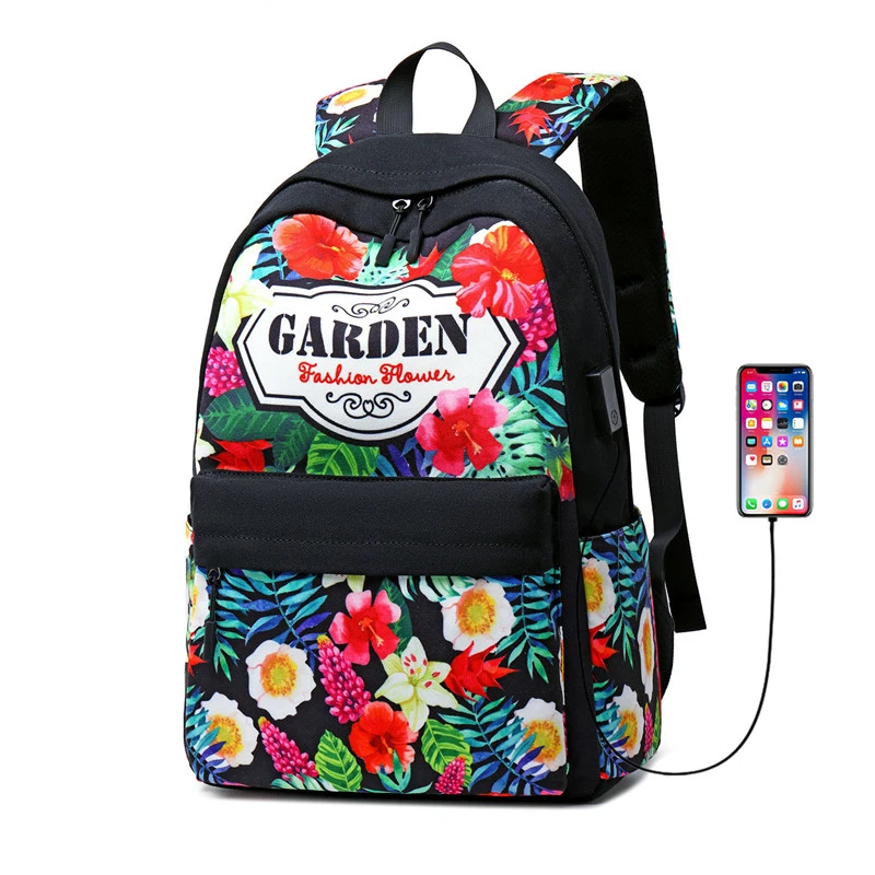 

Fashion women laptop backpack usb charging computer backpacks casual style bags large male casual travel bag backpack