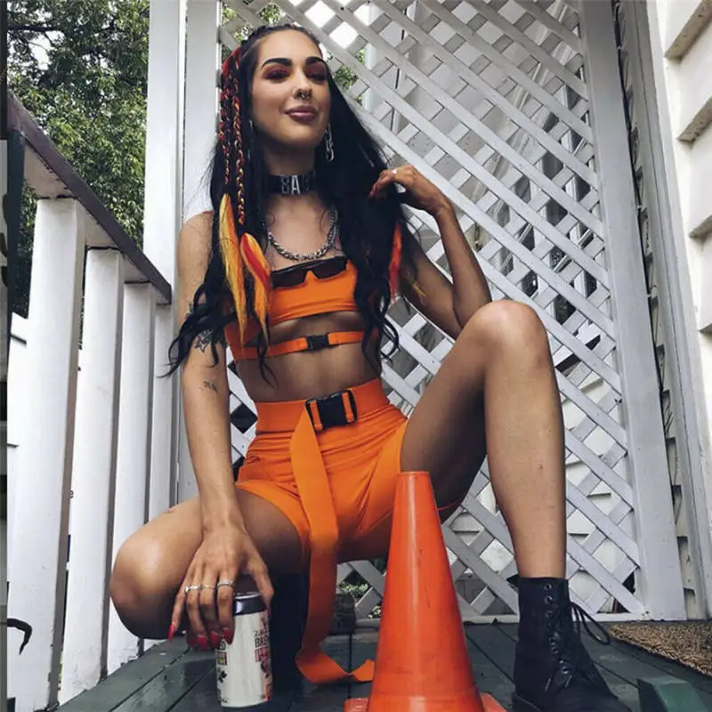 

Womens Plaid Crop Top Bralette Sports Style Soild Color Pants 2pcs Outfits Co Ord Set Playsuit Neon Green