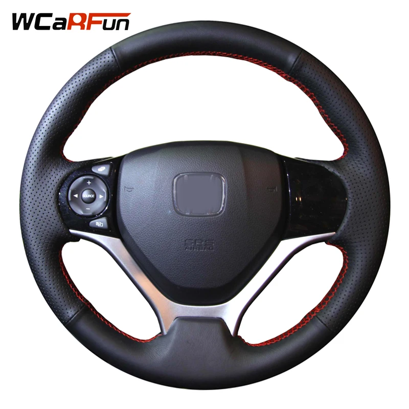 WCaRFun Black Artificial Leather Car Steering Wheel Cover for Honda Civic Civic 9 2012 2013 2014 2015 WCaRFun Black Artificial Leather Car Steering Wheel Cover for Honda Civic Civic 9 2012 2013 2014 2015