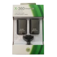 2 pçs 4800mah bateria + 1 cabo de carregamento para xbox 360 baterias recarregáveis controlador sem fio gamepad replacment atacado