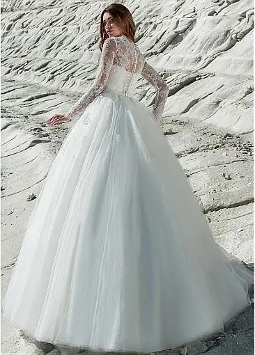 Фантастический тюль и кружева Bateau декольте 2 в 1 свадебное платье Кружева Аппликации с длинным рукавом свадебное платье со съемной юбкой