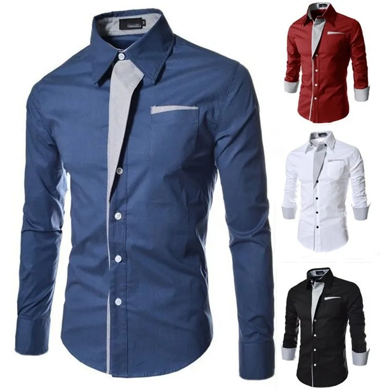 2015 Man Fashion Quality Long Sleeve Dress Shirt Male Slim Design ...