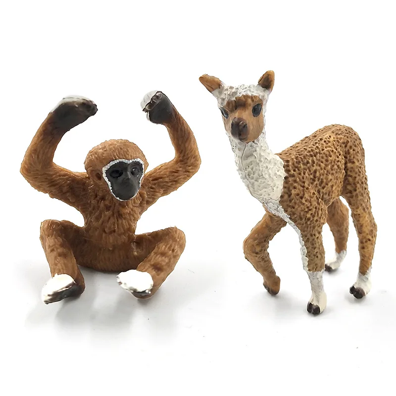 Simulation cute animal model figurine Mini Alpaca Warthog Chimpanzee Sheep Deer Fox Antelope Monkey Gibbon fairy home decor toys miniature figurines