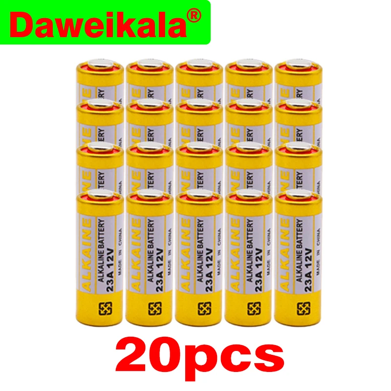 

Daweikala New 20pcs/Lot 23A12V Battery Small Battery 23A 12V 21/23 A23 E23A MN21 MS21 V23GA L1028 Alkaline Dry Battery