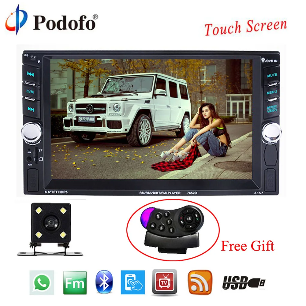 Podofo 2 Din Car Multimedia Player Car Auto Audio 6 6 Touch Screen Car Radio Bluetooth
