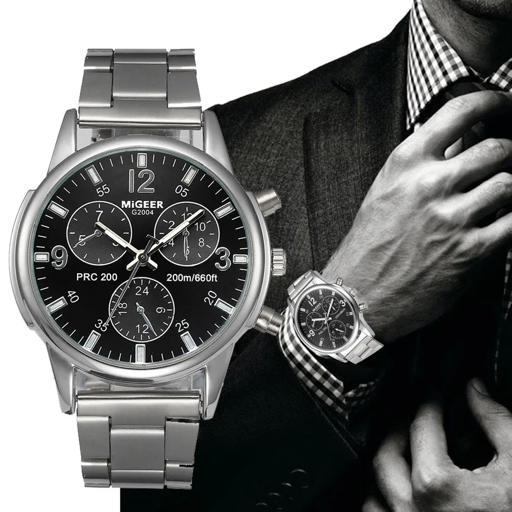 

erkek kol saati Quartz Big Dial men's watch Alloy relogio masculino Round Case Black Clock Wristwatches watch men reloj hombre