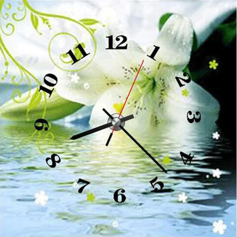Алмазная вышивка 5D DIY квадратная/круглая Алмазная картина цветок часы Алмазная мозаика Стразы Вышивка крестом украшение дома H615