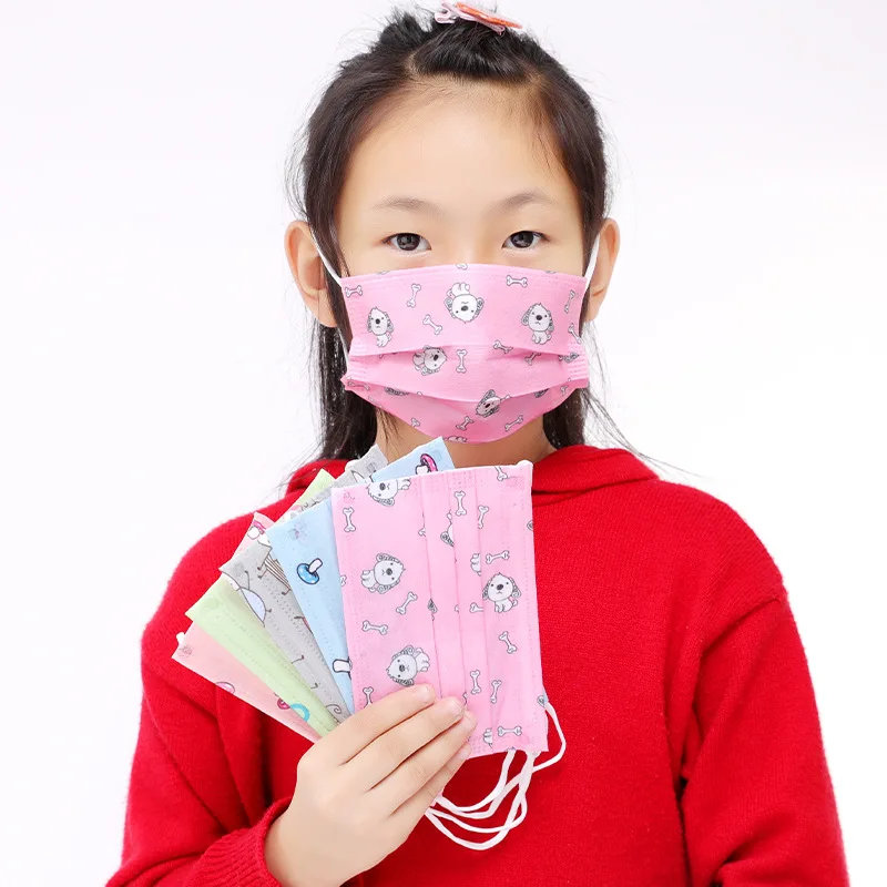 

10Pcs Child Kids Disposable Anti Dust Mouth Mask Cartoon Printed 3 Layers Non-Woven Medical Earloop Respirator Cover