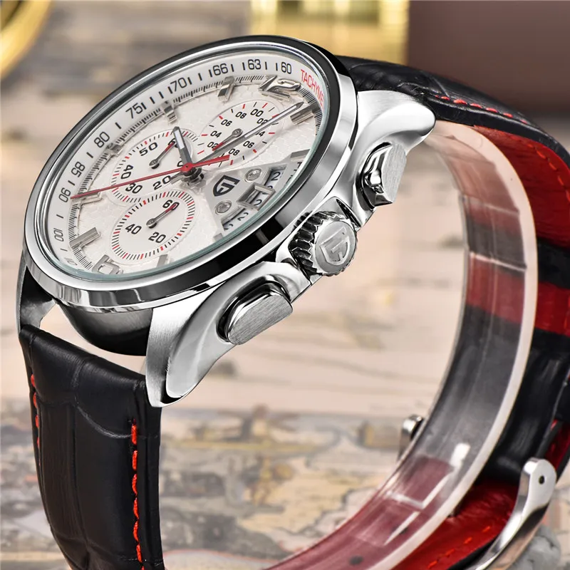 Relojes de cuarzo para hombre, relojes militares de movimiento a la moda, diseño PAGANI, relojes de cuarzo de cuero, reloj masculino - 4