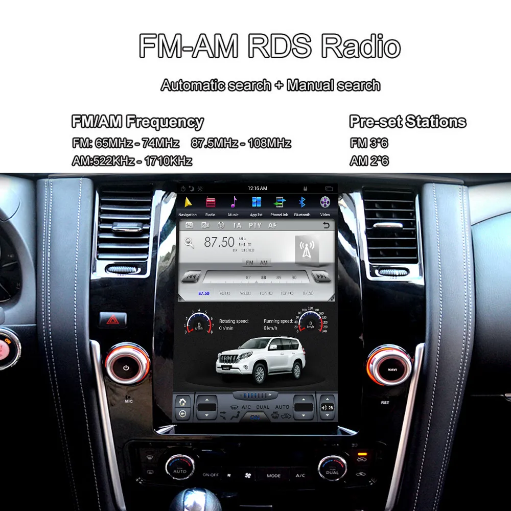 Best Aotsr Android 6.0 Tesla style Car No DVD Player GPS Navigation Radio for NISSAN PATROL 2010-2017 car pad stereo multimedia 14