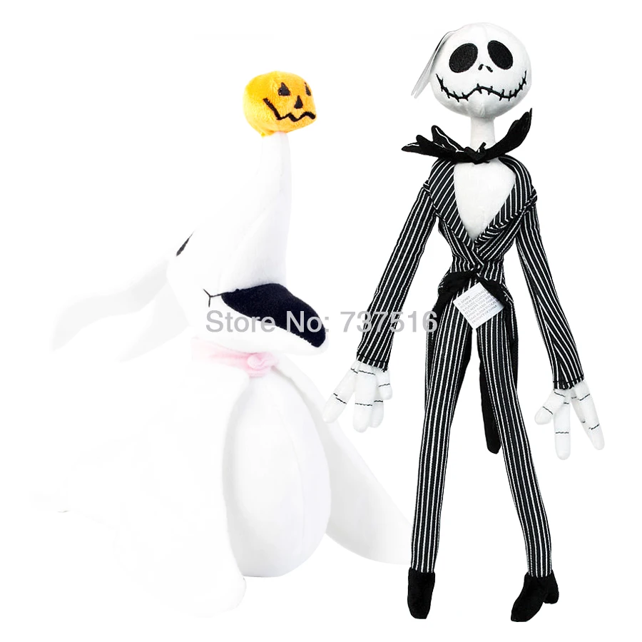 Кошмар перед Рождеством, мягкая игрушка 12," Jack Plush& 8" Skellington's ghost Zero dog на Хэллоуин, тыква, нос, 2 шт