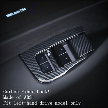 

Lapetus Car Styling Inner Door Armrest Window Lift Button Panel Cover Trim ABS For Tesla Model 3 2018 - 2020 Carbon Fiber Look