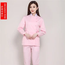 Женский костюм медика наборы медсестры Больничная форма стоматологическая клиника салон красоты с длинным рукавом ветеринарная больница розовая Рабочая одежда