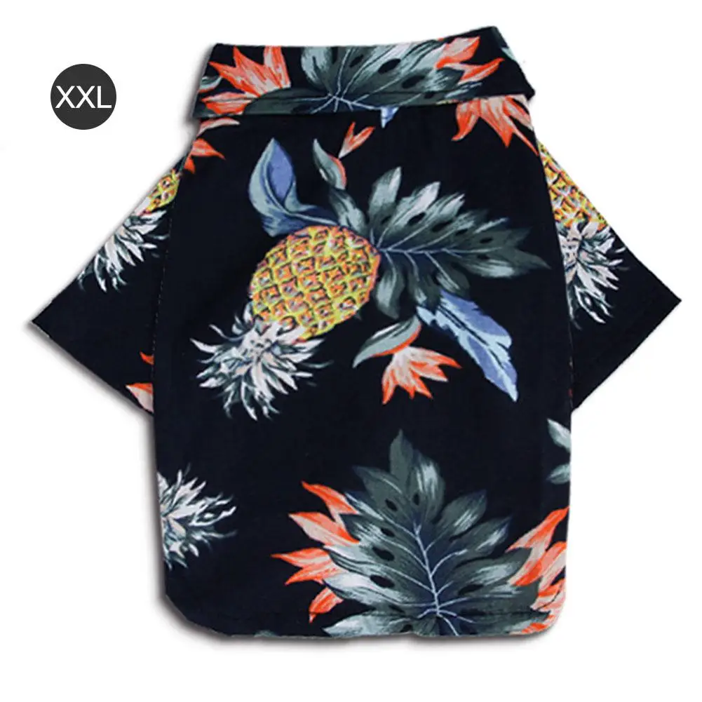 Одежда для собак, весенне-летняя Гавайская хлопковая рубашка с принтом, одежда для маленьких и средних размеров, одежда для домашних животных, гавайская рубашка с принтом туристической собаки - Цвет: Black XXL