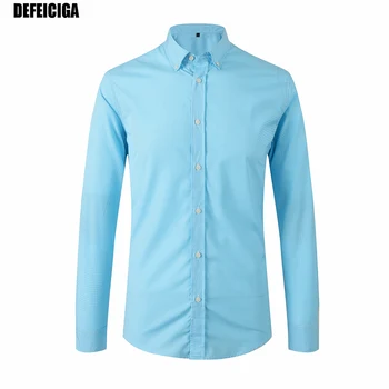 

2019 DEFEICIGA Hot Sale Spring Men shirt Long Sleeved Solid Plaid Male Busines Shirt Brand Clothing Formal Shirt Man 003