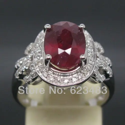 

SOLID 14kt White GOLD NATURAL SPARKLY BLOOD 2.70CT RUBY . WEDDING RING Free shipping