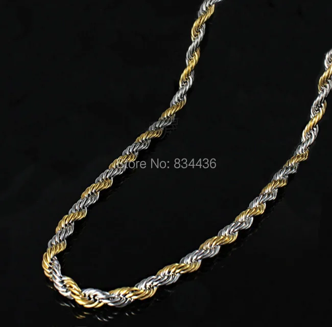 Free shipping 2mm 3mm gold and silver two tone color stainless steel