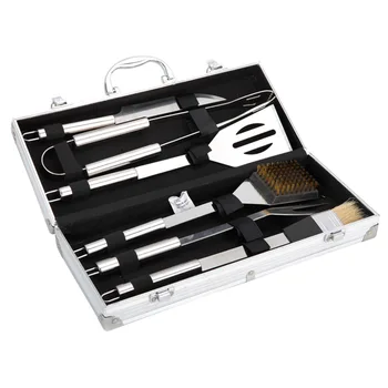 

6pcs/Set Barbecue Grill Cookware Utensils With Aluminium Case Stainless Steel Grill Cookware For Outdoors Home Restaurant