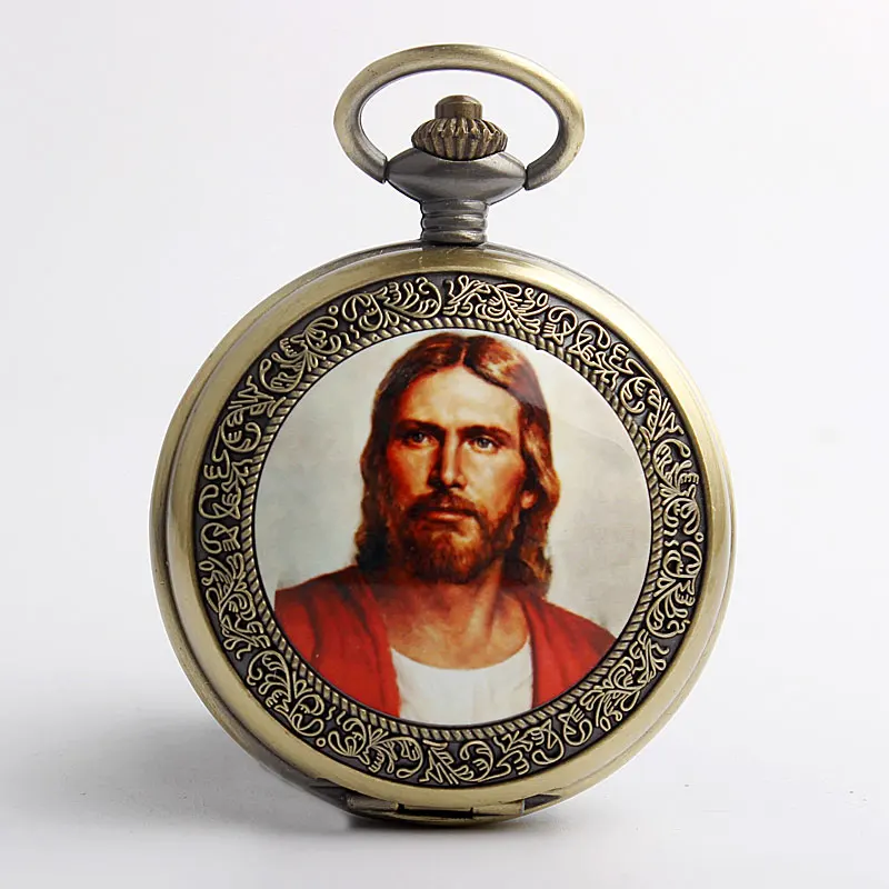 2017 Retro Classic God's Son Jesus Pocket Watch FOB Chain Christian