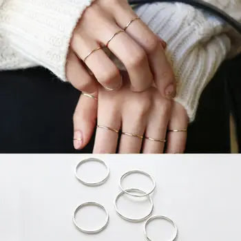 

100% Real Pure 925 Sterling Silver Ring Fashion Simple Smooth Fine Ring Thin Little finger Ring For Women Jewelry