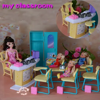 Original para muñeca barbie, guardería, maestra, 1/6 bjd, casa de ensueño, muebles, accesorios, casa juguete para regalo