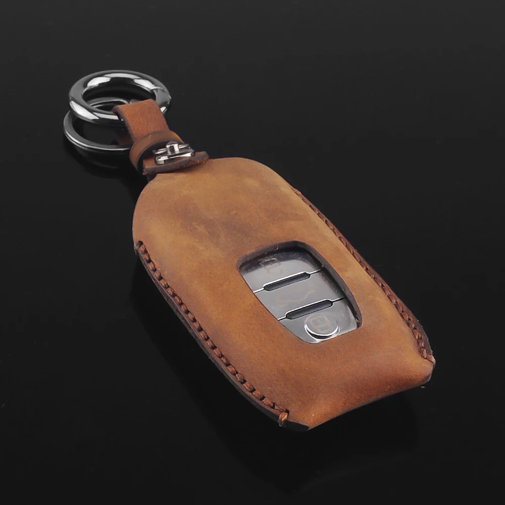 Chaveiro de Couro Chave do Carro da Tampa do Case Fob para Audi Dandkey Genuíno q5 a5 a6 a7 s5 s6 c7 s7 s8 q7 a4 b7 b8 b9 Bolsa Chave A4l A6l A8l 6 Estojo de chaves p/ carro