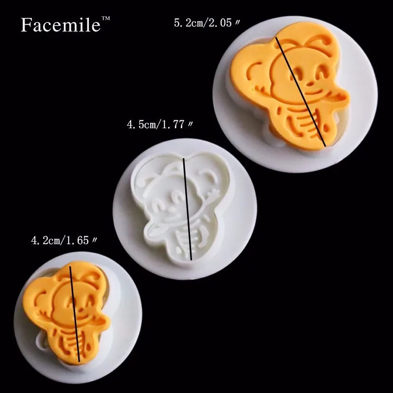 New 3PCS Bee Cookie Biscuit Cutter Mold Stamp Cake Punger Fondant Cake Bread Decorating Mold Cookie Plunger Cutter Tool