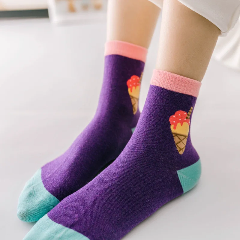 Японские стильные забавные Женские носочки с рисунком из мультфильма Kawaii, хлопковые короткие носки Harajuku хипстерские уникальные художественные носки с изображением клубники