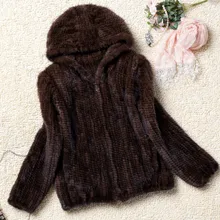 Пальто из натурального меха, Женский Зимний натуральный мех, куртка с капюшоном, натуральная вязаная норковая шуба, верхняя одежда, большие размеры L до 6XL