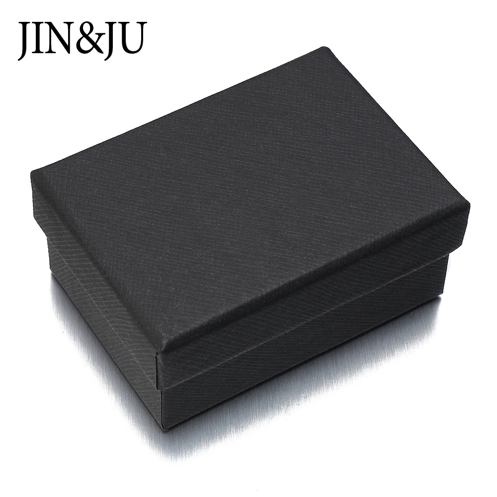 

JIN&JU Black Paper Cufflinks Boxes 1 PCS Lots High Quality Black Matte Paper Jewelry Boxes Cuff Links Carrying Case Wholesale
